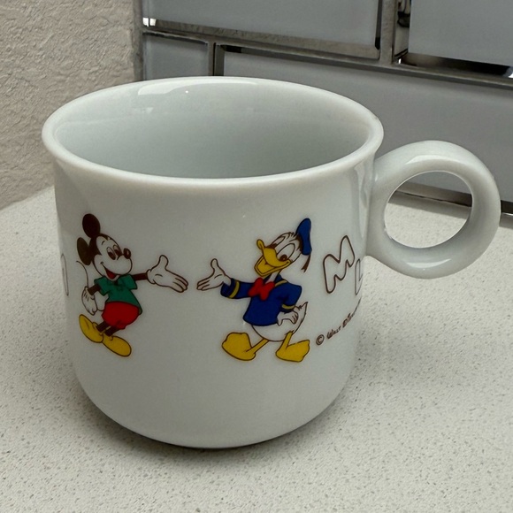 Vintage Walt Disney Productions Mickey Mouse Donald Duck Child Mug Porcelain - Picture 3 of 12